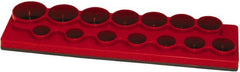 Made in USA - 12 Piece Capacity Magnetic Shallow Socket Holder - 1/2" Drive, Red - Exact Tooling