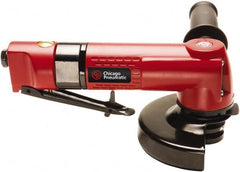 Chicago Pneumatic - 4-1/2" Wheel Diam, 12,000 RPM, Pneumatic Angle & Disc Grinder - 3/8-24 Spindle, 29.7 CFM, Front Exhaust - Exact Tooling