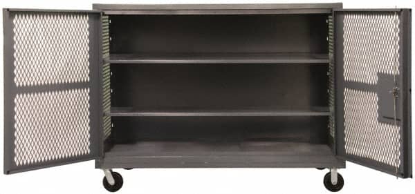 Durham - 2,000 Lb Capacity, 2 Shelf, Mesh Security Truck - 48" Long x 48-1/2" Wide x 56-7/16" High - Exact Tooling