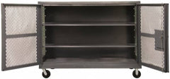 Durham - 2,000 Lb Capacity, 2 Shelf, Mesh Security Truck - 48" Long x 48-1/2" Wide x 56-7/16" High - Exact Tooling