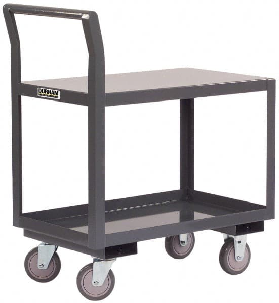 Durham - 2,000 Lb Capacity, 24-1/4" Wide x 39" Long x 38-3/4" High Standard Utility Cart - 2 Shelf, Steel - Exact Tooling