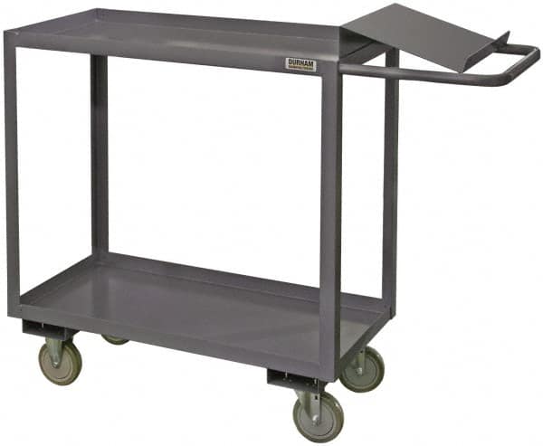Durham - 1,200 Lb Capacity, 18" Wide x 36" Long x 37-5/8" High Order Picking Cart - 2 Shelf, Steel - Exact Tooling