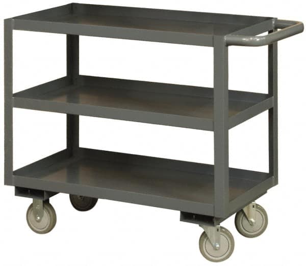 Durham - 1,200 Lb Capacity, 24" Wide x 48" Long x 37-5/8" High Heavy Duty Service Cart - 3 Shelf, Steel - Exact Tooling