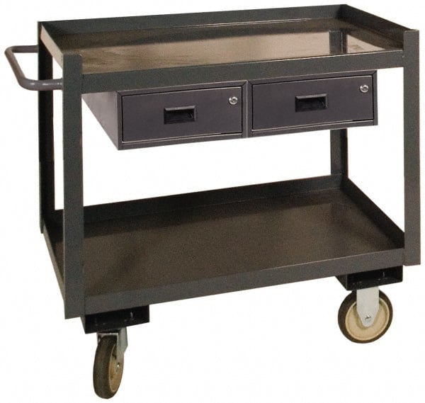 Durham - 1,200 Lb Capacity, 24" Wide x 36" Long x 37-5/8" High Standard Utility Cart - 2 Shelf, Steel - Exact Tooling