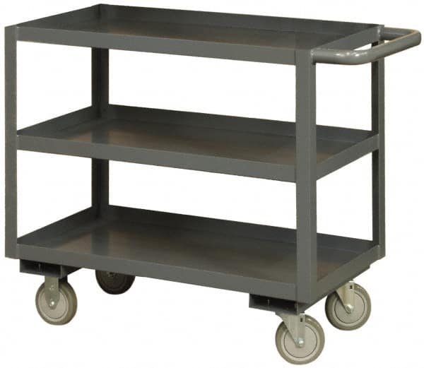 Durham - 3,000 Lb Capacity, 24" Wide x 36" Long x 48" High Heavy Duty Service Cart - 3 Shelf, Steel - Exact Tooling