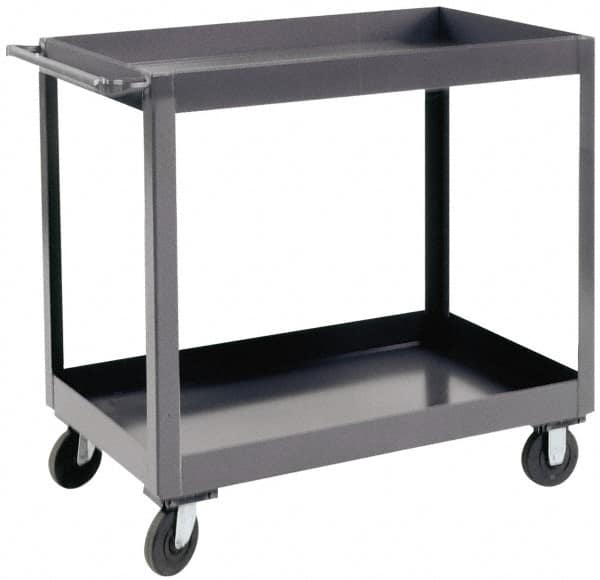 Durham - 1,200 Lb Capacity, 18" Wide x 36" Long x 37-5/8" High Heavy Duty Service Cart - 2 Shelf, Steel - Exact Tooling