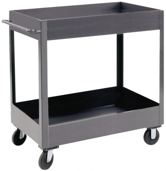 Durham - 1,200 Lb Capacity, 18" Wide x 30" Long x 37-5/8" High Heavy Duty Service Cart - 2 Shelf, Steel - Exact Tooling