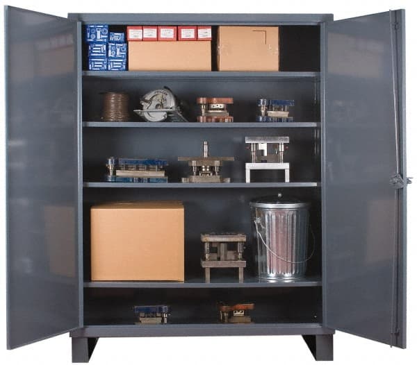 Durham - 4 Shelf Locking Storage Cabinet - Steel, 60" Wide x 24" Deep x 78" High - Exact Tooling