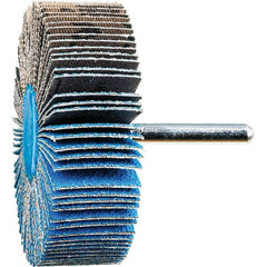 PFERD - 3" Diam x 1" Face Width, Aluminum Oxide Coated Mounted Flap Wheel - 1/4" Shank Mount, 60 Grit, 20,000 Max RPM - Exact Tooling