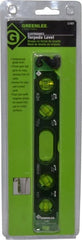 Greenlee - Magnetic 8-1/2" Long 4 Vial Torpedo Level - Aluminum, Green, 1 0°, 1 30°, 1 45° & 1 90° Vials - Exact Tooling