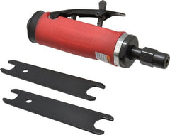 Universal Tool - 1/4" Collet, Straight Handle, Straight Air Die Grinder - 20,000 RPM, Rear Exhaust, 16 CFM, 0.45 hp, 90 psi, 1/4 NPT - Exact Tooling