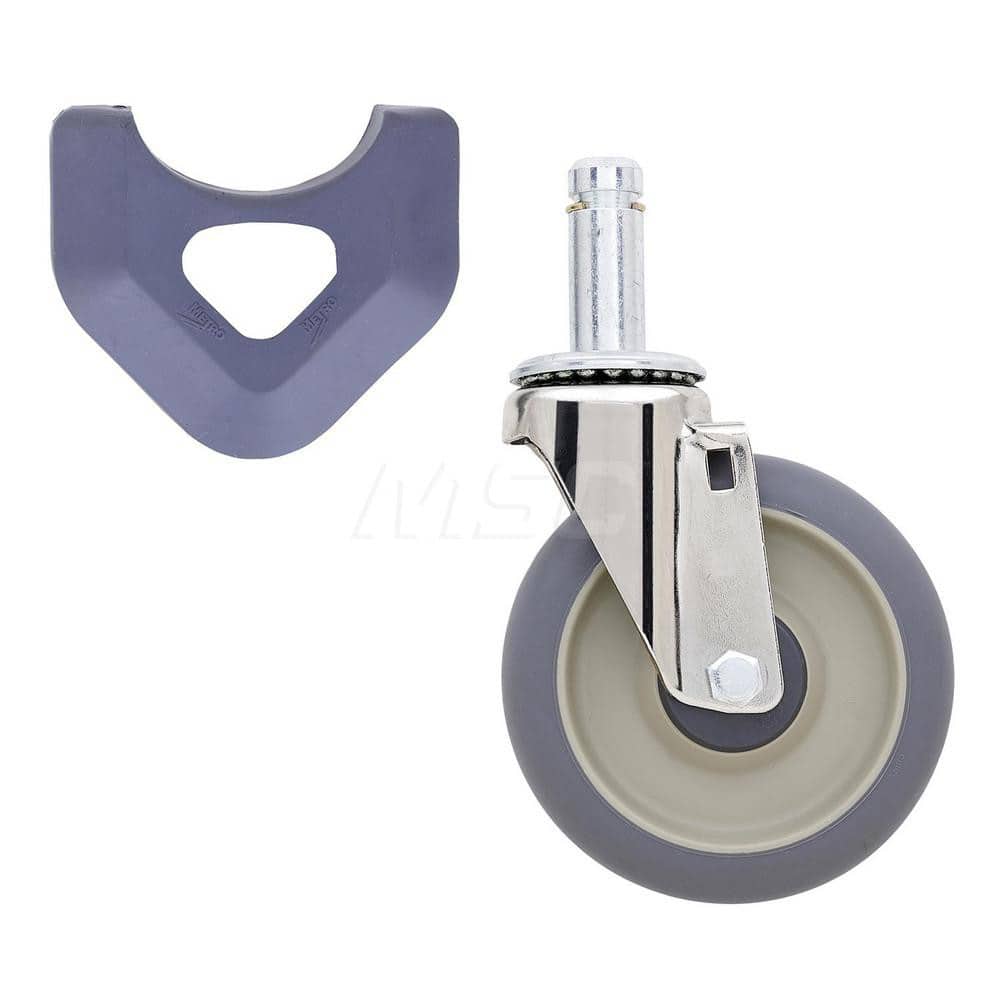 Metro - Cart Accessories; Media Type: Caster ; For Use With: MetroMax Industrial Plastic Shelving Racks ; Color: Silver/Gray ; Width: 2.5000 ; Length (Decimal Inch): 5.0000 ; Height (Decimal Inch): 8.250000 - Exact Tooling