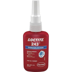 Loctite - 50 mL Bottle, Blue, Medium Strength Liquid Threadlocker - Series 243, 24 hr Full Cure Time, Hand Tool Removal - Exact Tooling