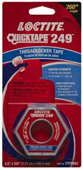 Loctite - Blue, Medium Strength Tape Threadlocker - Series 249, 24 hr Full Cure Time, Hand Tool, Heat Removal - Exact Tooling