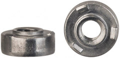Electro Hardware - #8-32, 0.37" Body Diam, Round Head, Steel Weld Nut - 0.107" Pilot Height, 0.06" Min Panel Thickness, Oil Finish - Exact Tooling