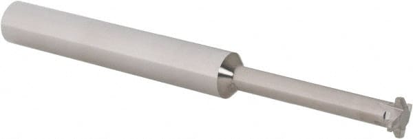 Scientific Cutting Tools - 12 TPI, ACME Internal Single Profile Thread Mill - 3/8" Noml Diam, 0.235" Cut Diam, 1/4" Shank Diam, 4 Flute, 0.13" Neck Diam, 0.9" Neck Length, 2-1/2" OAL, Bright Finish - Exact Tooling