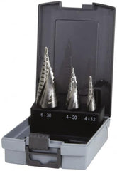Hertel - 30mm Max, 118° Point, Cobalt Step Drill Bit Set - Exact Tooling