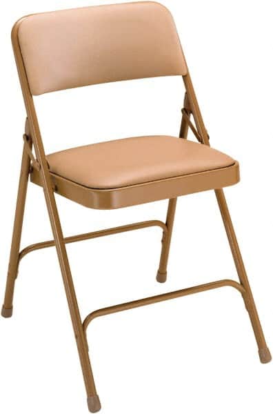 NPS - 18-3/4" Wide x 20-1/4" Deep x 29-1/2" High, Vinyl Folding Chair with Vinyl Padded Seat - French Beige - Exact Tooling