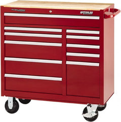 Waterloo - 11 Drawer 3,500 Lb Capacity Steel Tool Roller Cabinet - 41-1/4" Wide x 42-1/4" High x 18" Deep, Ball Bearing Drawer Slides, Red - Exact Tooling