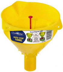 Funnel King - 16 oz Capacity Polypropylene Funnel - 5" Mouth OD, 1" Tip OD, 1-1/4" Straight Spout, Yellow - Exact Tooling