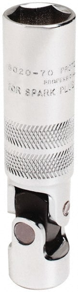 Proto - 13/16", 3/8" Drive, Spark Plug Hand Socket - 6 Points, 3-13/32" OAL, Alloy Steel, Chrome Finish - Exact Tooling