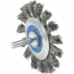 WALTER Surface Technologies - 2-3/4" OD, 1/4" Shank Diam, Knotted Steel Wheel Brush - 3/8" Face Width, 0.02" Filament Diam, 25,000 RPM - Exact Tooling