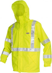 MCR Safety - Size XL, Lime, Rain Jacket - 2 Pockets, Attached Hood - Exact Tooling