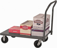 Durham - 2,000 Lb Capacity Steel Platform Truck - Steel Deck, 48" OAW, 9" Platform Height, Phenolic Casters - Exact Tooling