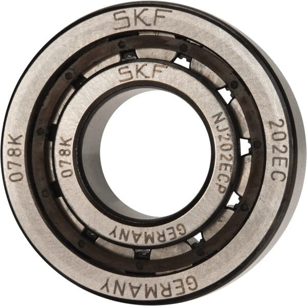 SKF - 15mm Bore Diam, 35mm Outside Diam, 11mm Wide Cylindrical Roller Bearing - 12,500 N Dynamic Capacity, 10,200 Lbs. Static Capacity - Exact Tooling