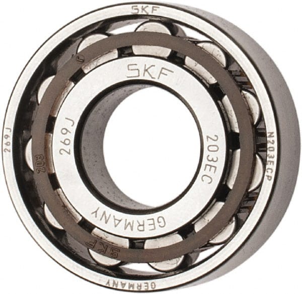 SKF - 17mm Bore Diam, 40mm Outside Diam, 12mm Wide Cylindrical Roller Bearing - 17,200 N Dynamic Capacity, 14,300 Lbs. Static Capacity - Exact Tooling