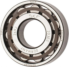 SKF - 17mm Bore Diam, 40mm Outside Diam, 12mm Wide Cylindrical Roller Bearing - 17,200 N Dynamic Capacity, 14,300 Lbs. Static Capacity - Exact Tooling