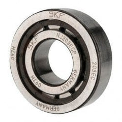 SKF - 17mm Bore Diam, 40mm Outside Diam, 12mm Wide Cylindrical Roller Bearing - 17,200 N Dynamic Capacity, 14,300 Lbs. Static Capacity - Exact Tooling