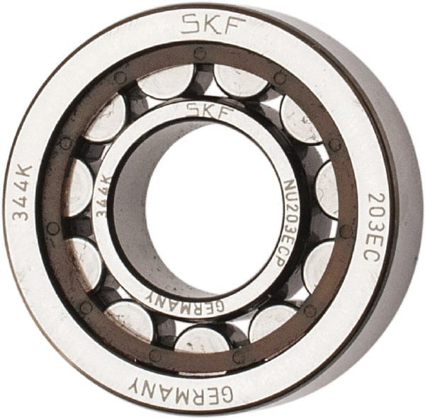 SKF - 17mm Bore Diam, 40mm Outside Diam, 12mm Wide Cylindrical Roller Bearing - 17,200 N Dynamic Capacity, 14,300 Lbs. Static Capacity - Exact Tooling