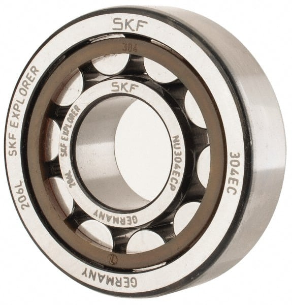 SKF - 20mm Bore Diam, 52mm Outside Diam, 15mm Wide Cylindrical Roller Bearing - 30,800 N Dynamic Capacity, 26,000 Lbs. Static Capacity - Exact Tooling