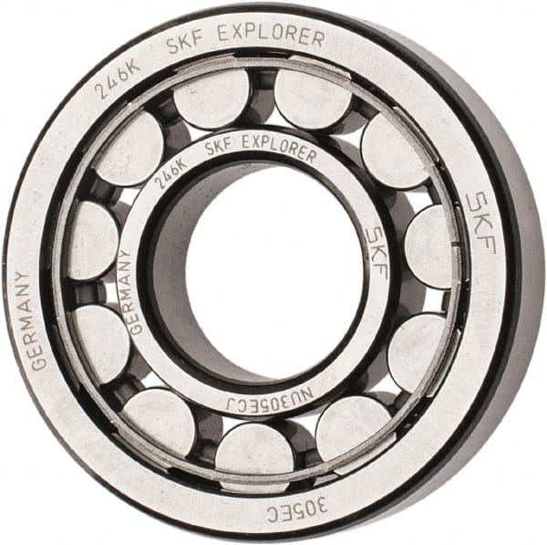 SKF - 25mm Bore Diam, 62mm Outside Diam, 17mm Wide Cylindrical Roller Bearing - 40,200 N Dynamic Capacity, 36,500 Lbs. Static Capacity - Exact Tooling