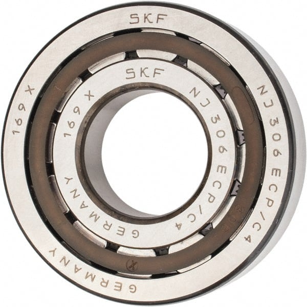 SKF - 30mm Bore Diam, 72mm Outside Diam, 19mm Wide Cylindrical Roller Bearing - 51,200 N Dynamic Capacity, 48,000 Lbs. Static Capacity - Exact Tooling