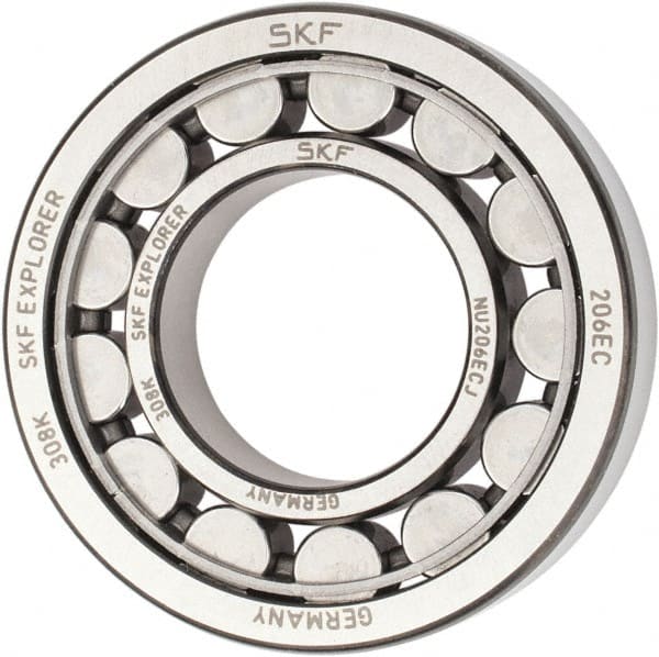 SKF - 30mm Bore Diam, 62mm Outside Diam, 16mm Wide Cylindrical Roller Bearing - 38,000 N Dynamic Capacity, 36,500 Lbs. Static Capacity - Exact Tooling