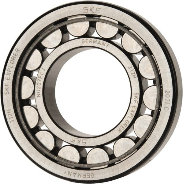 SKF - 35mm Bore Diam, 72mm Outside Diam, 17mm Wide Cylindrical Roller Bearing - 48,400 N Dynamic Capacity, 48,000 Lbs. Static Capacity - Exact Tooling
