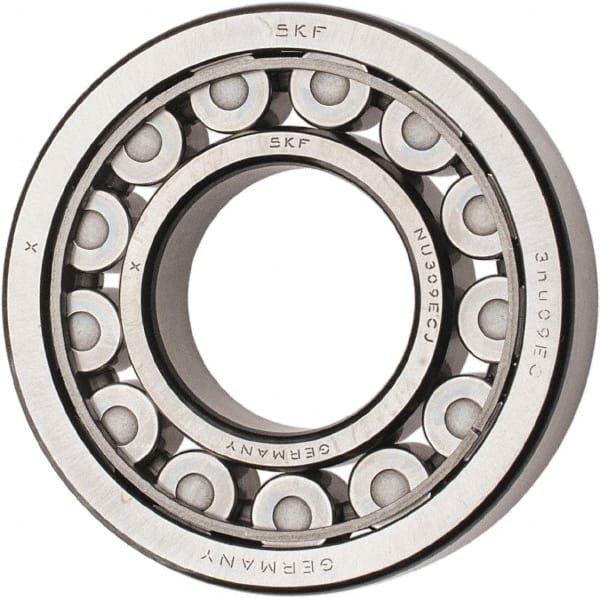SKF - 45mm Bore Diam, 100mm Outside Diam, 25mm Wide Cylindrical Roller Bearing - 99,000 N Dynamic Capacity, 100,000 Lbs. Static Capacity - Exact Tooling