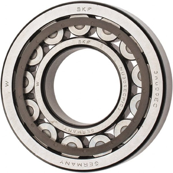 SKF - 45mm Bore Diam, 100mm Outside Diam, 25mm Wide Cylindrical Roller Bearing - 99,000 N Dynamic Capacity, 100,000 Lbs. Static Capacity - Exact Tooling