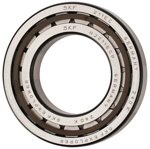 SKF - 55mm Bore Diam, 100mm Outside Diam, 21mm Wide Cylindrical Roller Bearing - 84,200 N Dynamic Capacity, 95,000 Lbs. Static Capacity - Exact Tooling