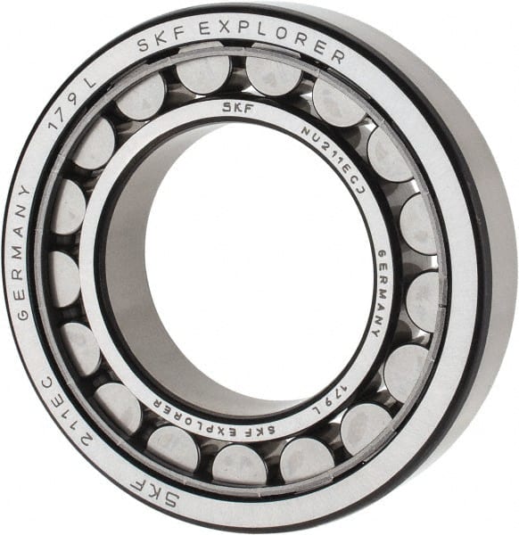 SKF - 55mm Bore Diam, 100mm Outside Diam, 21mm Wide Cylindrical Roller Bearing - 84,200 N Dynamic Capacity, 95,000 Lbs. Static Capacity - Exact Tooling