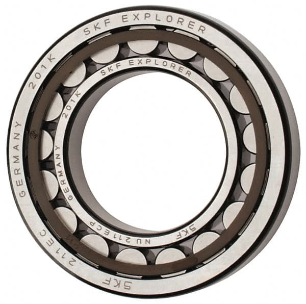 SKF - 55mm Bore Diam, 100mm Outside Diam, 21mm Wide Cylindrical Roller Bearing - 84,200 N Dynamic Capacity, 95,000 Lbs. Static Capacity - Exact Tooling