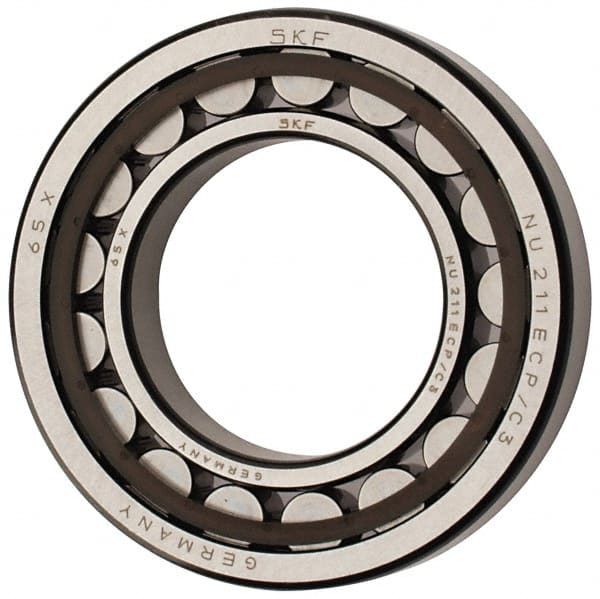 SKF - 55mm Bore Diam, 100mm Outside Diam, 21mm Wide Cylindrical Roller Bearing - 84,200 N Dynamic Capacity, 95,000 Lbs. Static Capacity - Exact Tooling