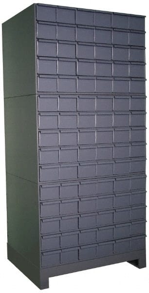 Durham - 90 Bin Drawer Cabinet System - 17-1/4 Inch Overall Depth x 69-1/8 Inch Overall Height, Gray Steel Bins - Exact Tooling