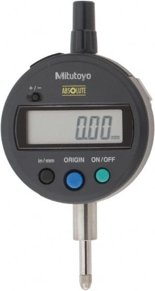 Mitutoyo - 0 to 12.7mm Range, 0.0005" Graduation, Electronic Drop Indicator - Flat Back, Accurate to 0.001", English & Metric System, LCD Display - Exact Tooling