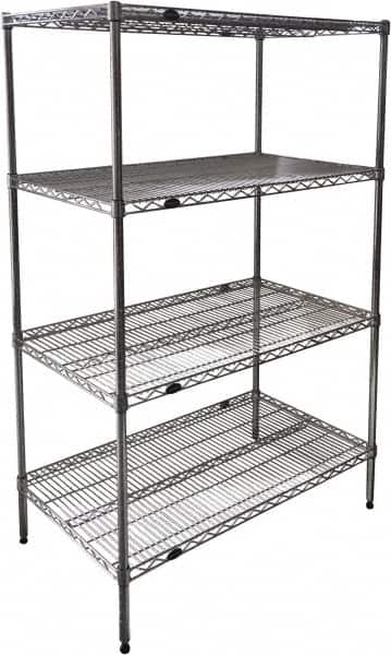 Value Collection - 4 Shelf Wire Shelving Unit - 72" Wide x 24" Deep x 63" High, - Exact Tooling