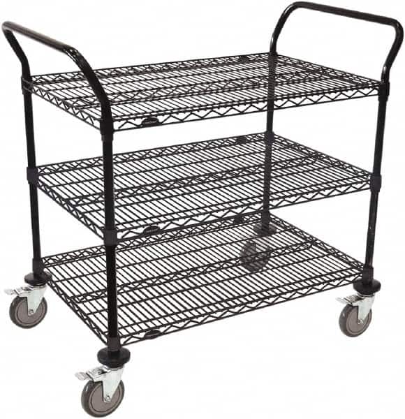 Value Collection - 600 Lb Capacity, 24" Wide x 60" Long x 39" High Wire Cart - 3 Shelf, Steel, Swivel Casters - Exact Tooling