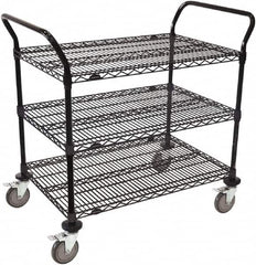 Value Collection - 600 Lb Capacity, 24" Wide x 60" Long x 39" High Wire Cart - 3 Shelf, Steel, Swivel Casters - Exact Tooling
