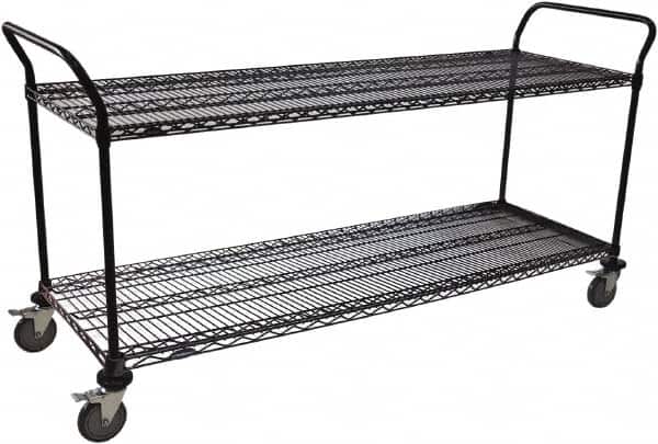 Value Collection - 600 Lb Capacity, 18" Wide x 60" Long x 39" High Wire Cart - 2 Shelf, Steel, Swivel Casters - Exact Tooling